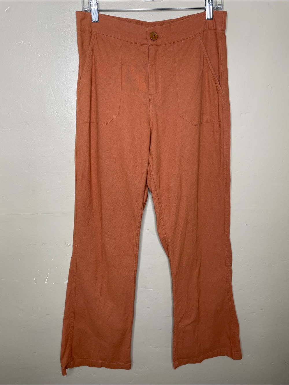 ROXY High Waisted OCEANSIDE Sunburn Flare Cotton Linen Boho Casual Pants XL